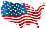 Carte du territoire USA avec le drapeau en couleur de fond