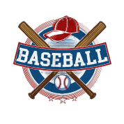 Logo classique de Baseball : 2 battes croisées, 1 balle et une casquette