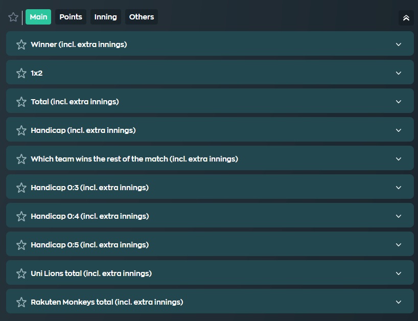 Les options de paris disponibles sur un match de baseball en direct
